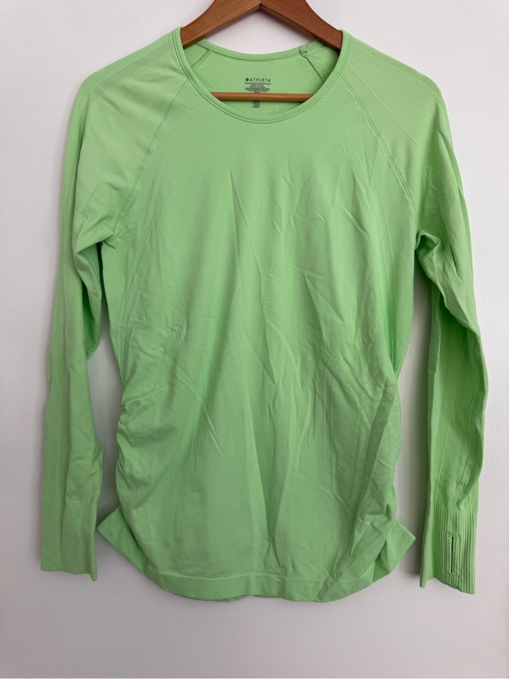 Athleta neon Green Long Sleeve Crew Performance Top